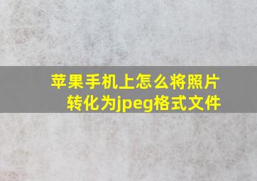 苹果手机上怎么将照片转化为jpeg格式文件