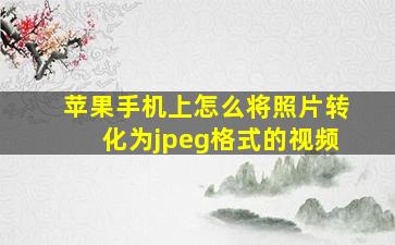 苹果手机上怎么将照片转化为jpeg格式的视频