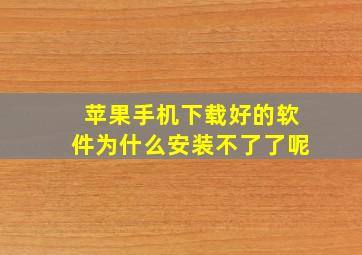 苹果手机下载好的软件为什么安装不了了呢