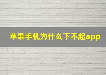 苹果手机为什么下不起app