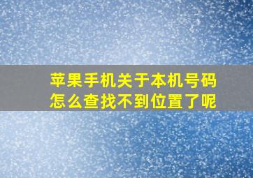 苹果手机关于本机号码怎么查找不到位置了呢