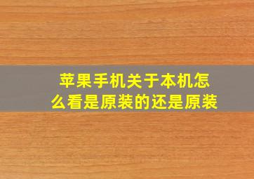 苹果手机关于本机怎么看是原装的还是原装