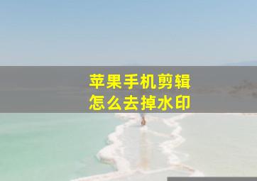 苹果手机剪辑怎么去掉水印