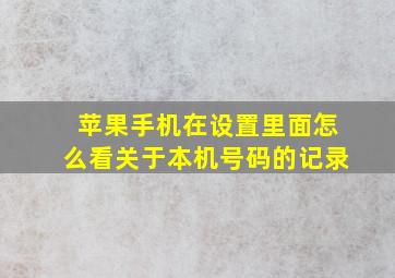 苹果手机在设置里面怎么看关于本机号码的记录