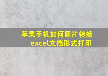 苹果手机如何图片转换excel文档形式打印