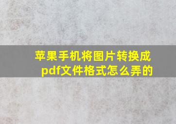 苹果手机将图片转换成pdf文件格式怎么弄的