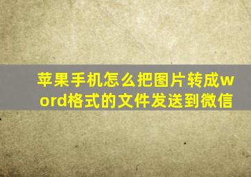 苹果手机怎么把图片转成word格式的文件发送到微信