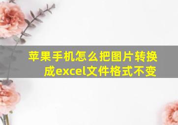 苹果手机怎么把图片转换成excel文件格式不变