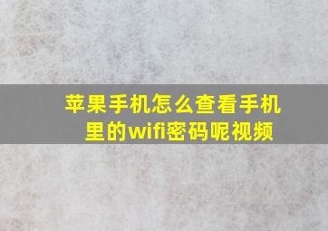 苹果手机怎么查看手机里的wifi密码呢视频