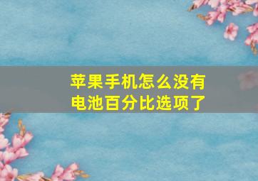 苹果手机怎么没有电池百分比选项了