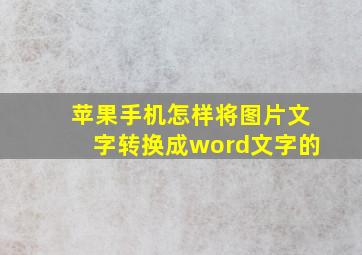 苹果手机怎样将图片文字转换成word文字的