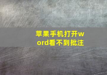 苹果手机打开word看不到批注