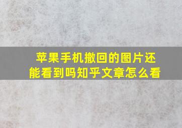 苹果手机撤回的图片还能看到吗知乎文章怎么看