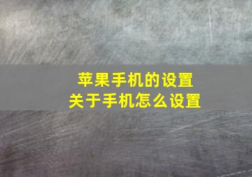 苹果手机的设置关于手机怎么设置