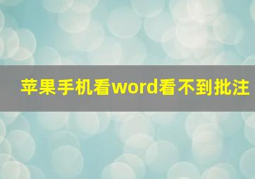 苹果手机看word看不到批注