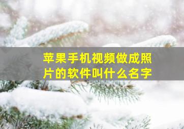 苹果手机视频做成照片的软件叫什么名字