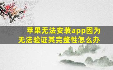 苹果无法安装app因为无法验证其完整性怎么办