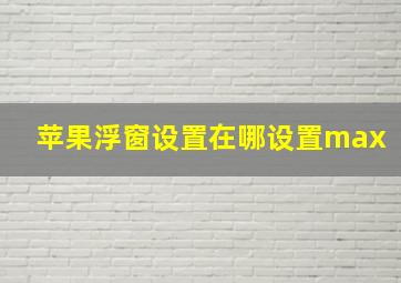 苹果浮窗设置在哪设置max