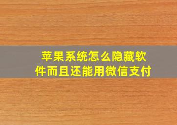 苹果系统怎么隐藏软件而且还能用微信支付