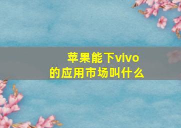 苹果能下vivo的应用市场叫什么