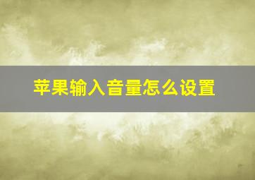 苹果输入音量怎么设置