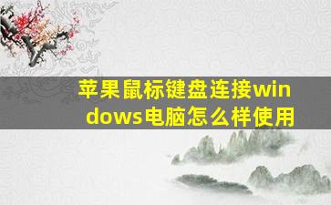 苹果鼠标键盘连接windows电脑怎么样使用