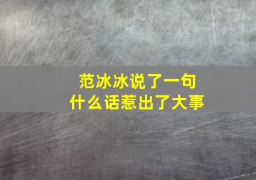 范冰冰说了一句什么话惹出了大事