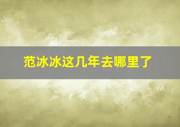 范冰冰这几年去哪里了