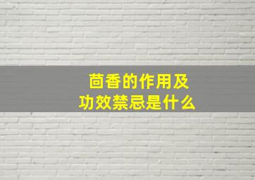 茴香的作用及功效禁忌是什么