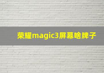 荣耀magic3屏幕啥牌子