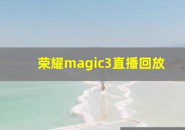 荣耀magic3直播回放