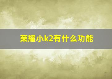 荣耀小k2有什么功能