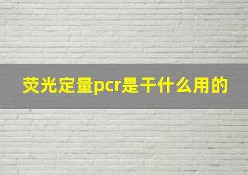 荧光定量pcr是干什么用的