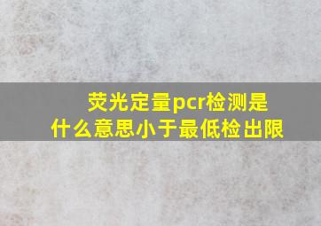 荧光定量pcr检测是什么意思小于最低检出限