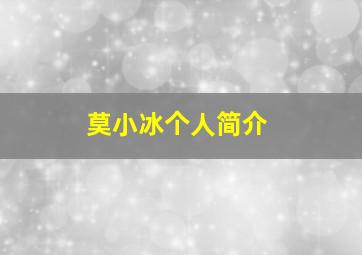 莫小冰个人简介