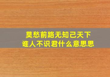 莫愁前路无知己天下谁人不识君什么意思思