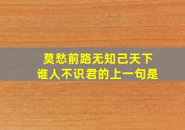 莫愁前路无知己天下谁人不识君的上一句是