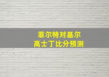 菲尔特对基尔高士丁比分预测