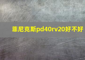 菲尼克斯pd40rv20好不好