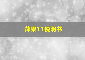 萍果11说明书