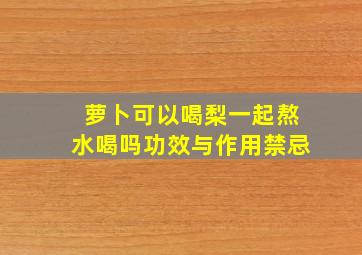 萝卜可以喝梨一起熬水喝吗功效与作用禁忌