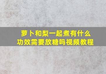 萝卜和梨一起煮有什么功效需要放糖吗视频教程