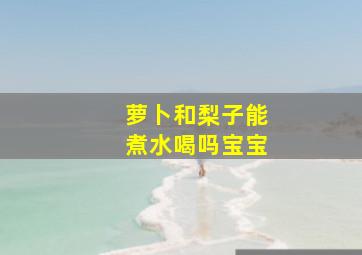 萝卜和梨子能煮水喝吗宝宝