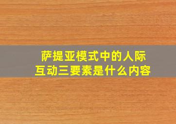 萨提亚模式中的人际互动三要素是什么内容