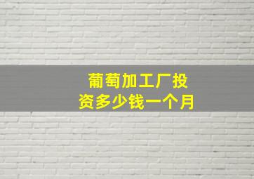 葡萄加工厂投资多少钱一个月