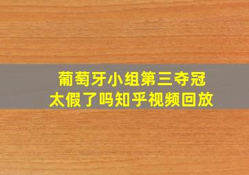 葡萄牙小组第三夺冠太假了吗知乎视频回放