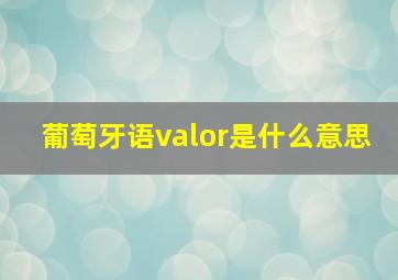 葡萄牙语valor是什么意思