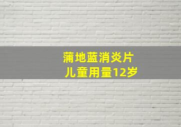 蒲地蓝消炎片儿童用量12岁