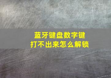 蓝牙键盘数字键打不出来怎么解锁