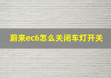 蔚来ec6怎么关闭车灯开关